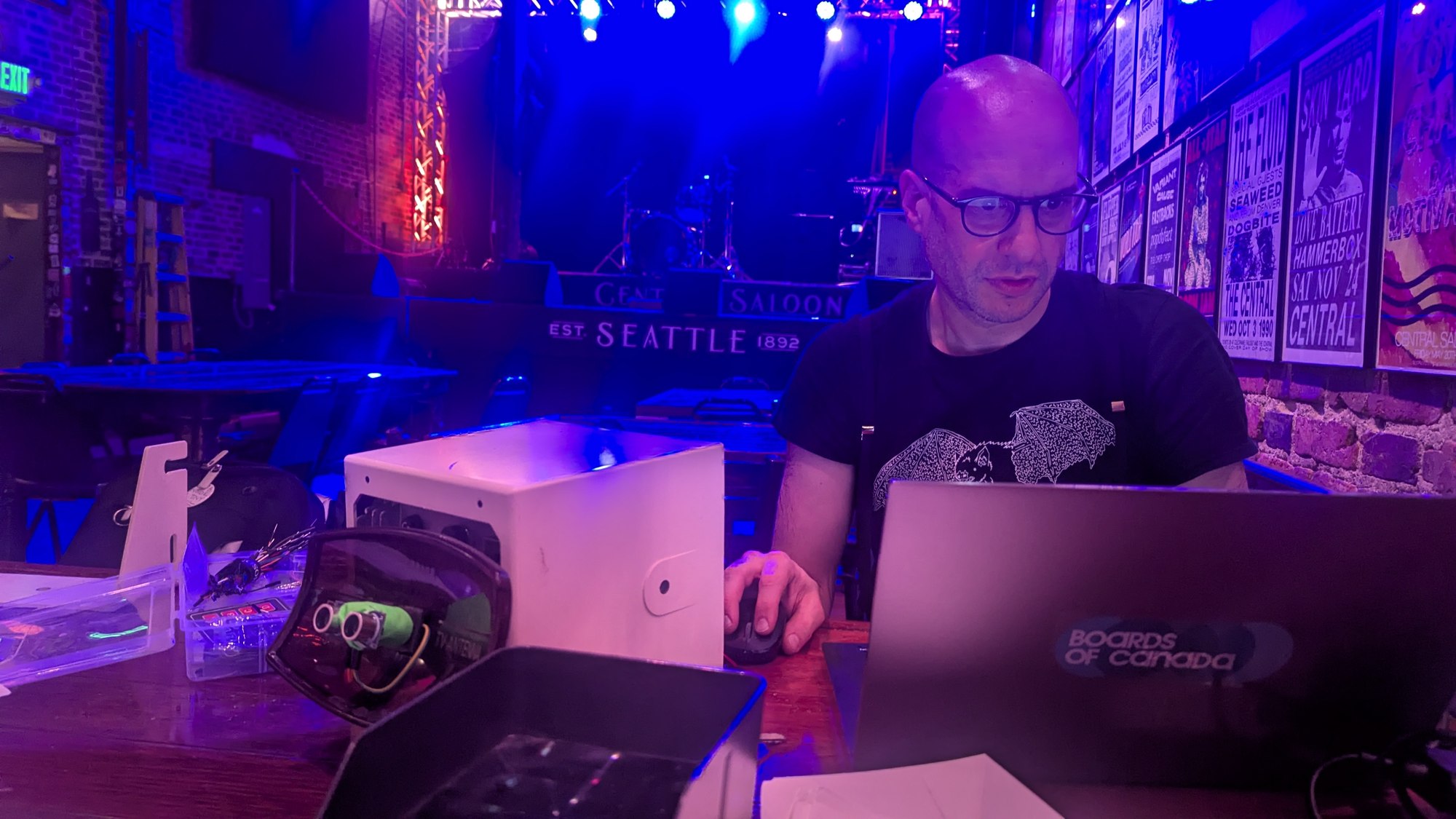 Nick Saputo getting a show ready at the Central Saloon